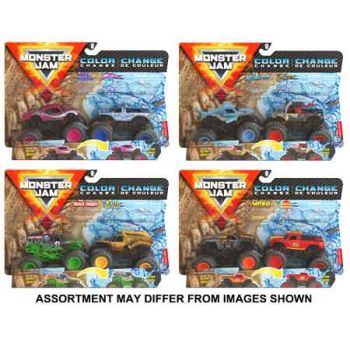 Monster Jam 1:64 Diecast Trucks 2pk Colour Change assorted ( ONLY SOLD in Carton of 5 ) Monster Jam 1:64 Diecast Trucks 2pk Colour Change assorted ( ONLY SOLD in Carton of 5 )